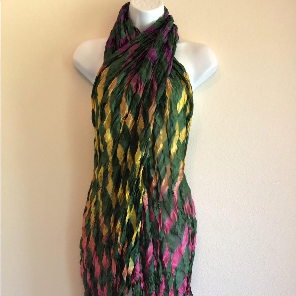 New Dark Green Striped Beach Scarf Wrap Pareo